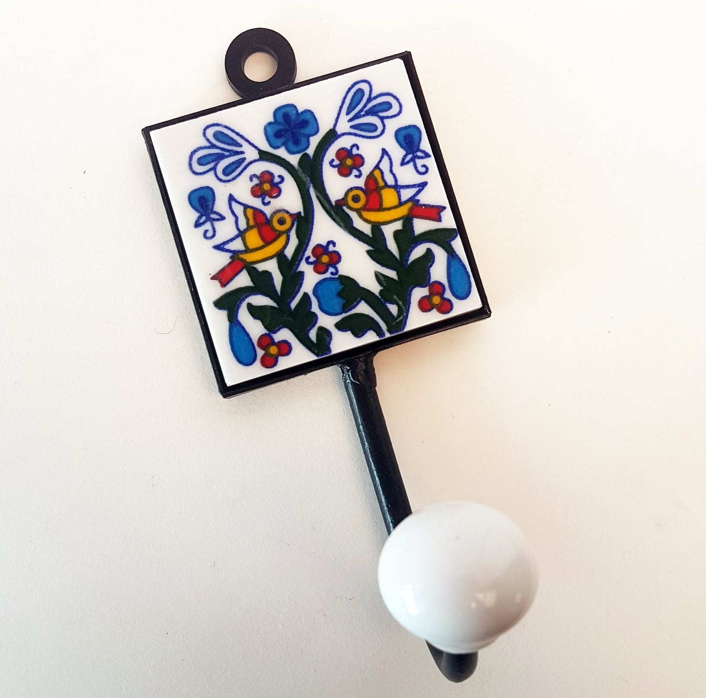 Set of 5 Home Décor Wall Hooks in Sky Blue & White