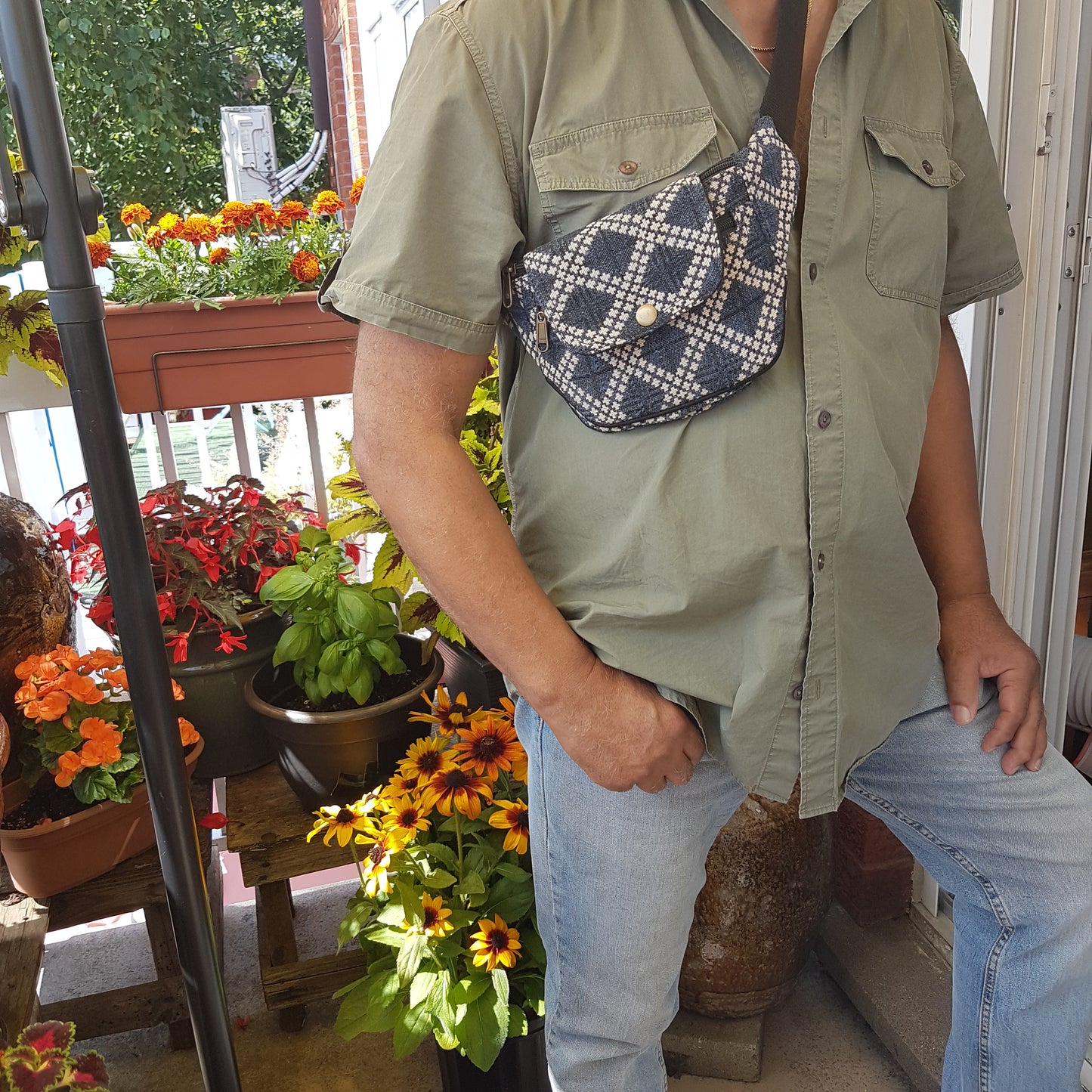 Copy of Cross body fanny pack. Shoulder sling pocket belt. Adjusts to 48 inches. Keep your gear safe and sound: wallet, cell phone. Gender neutral.