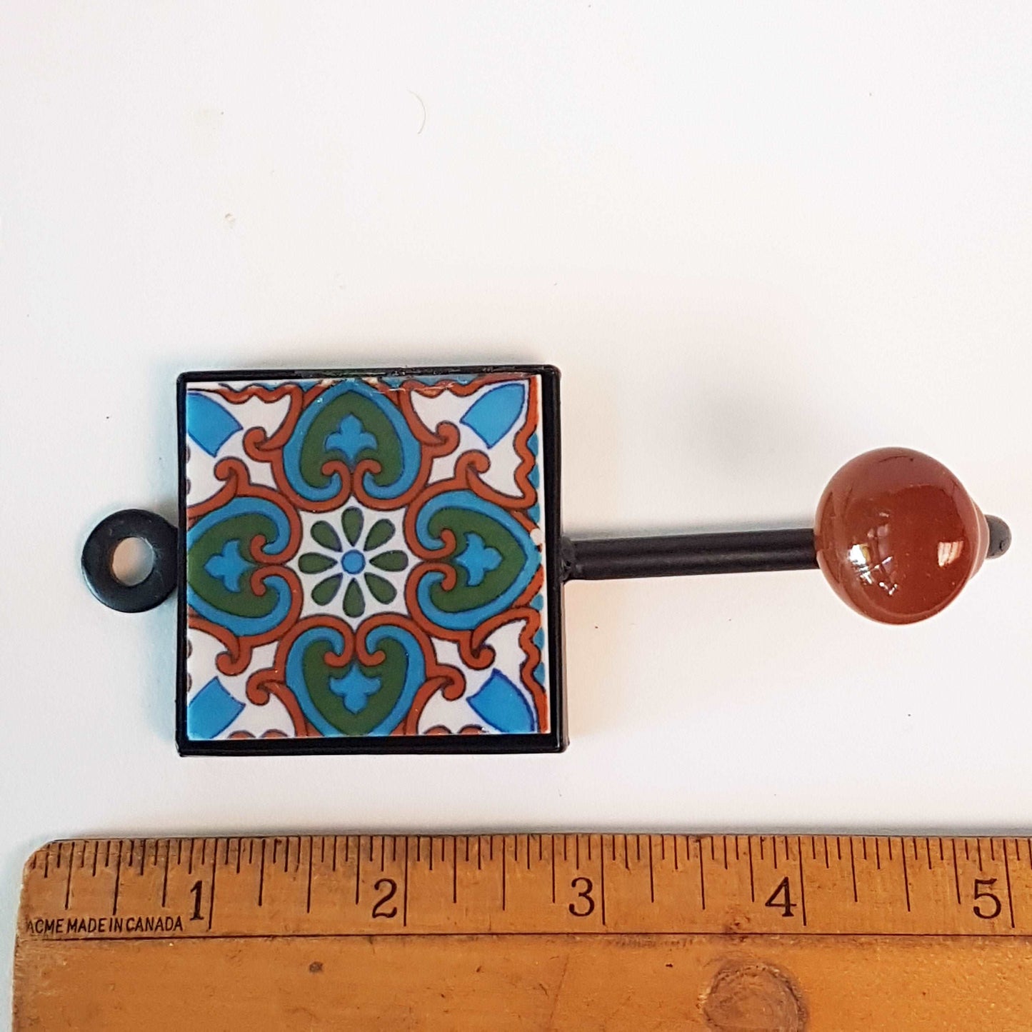4 coat hooks-kitchen & bath hooks. Unique functional home decorating. Hand painted exclusive designer set of cup, apron and towel hooks.