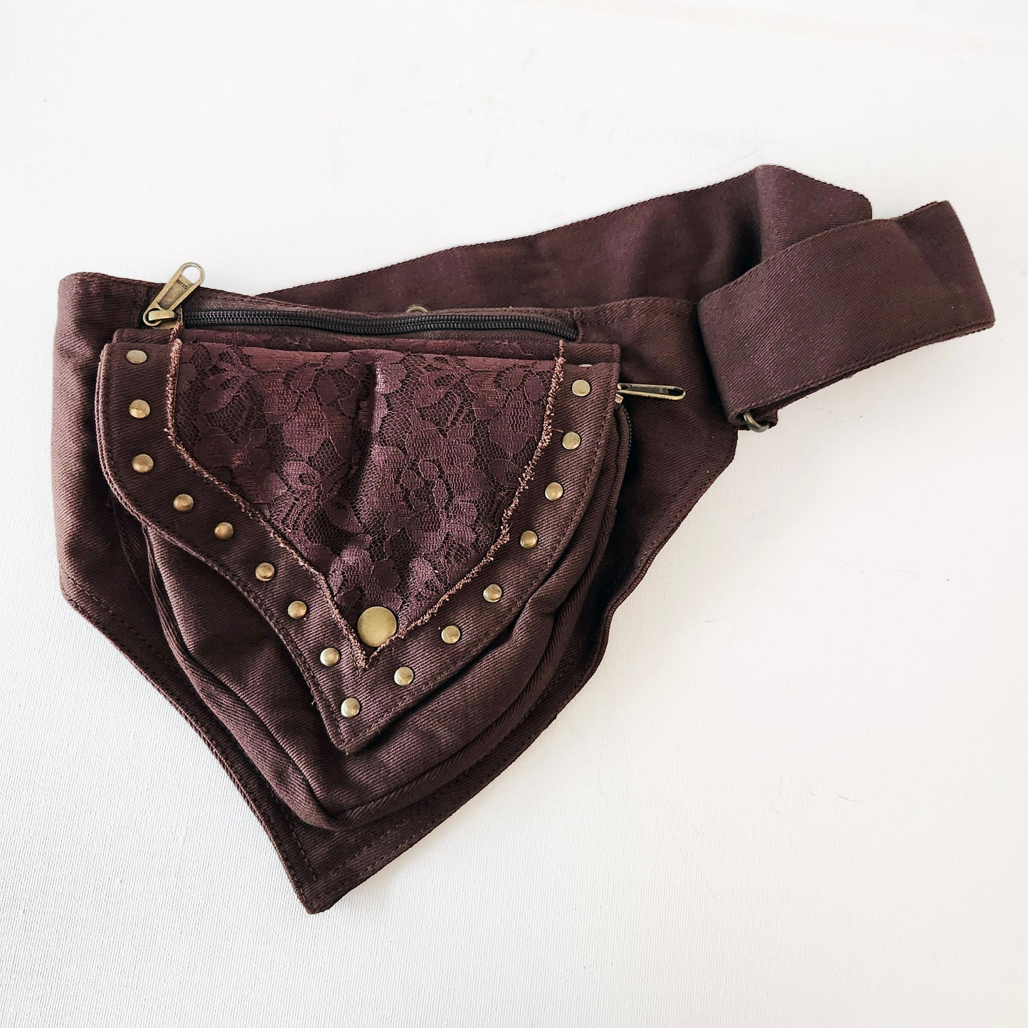 Dark Brown Utility Pocket Hip Belt. Adjustable to 48 inches waist/hip.