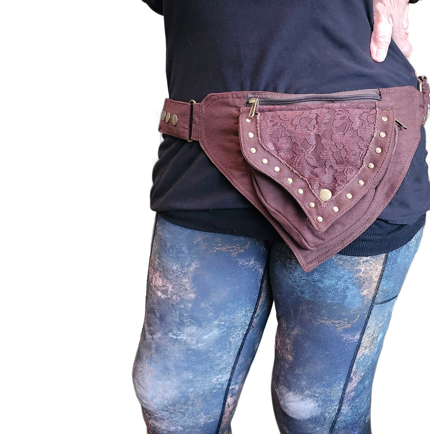 Dark Brown Utility Pocket Hip Belt. Adjustable to 48 inches waist/hip.