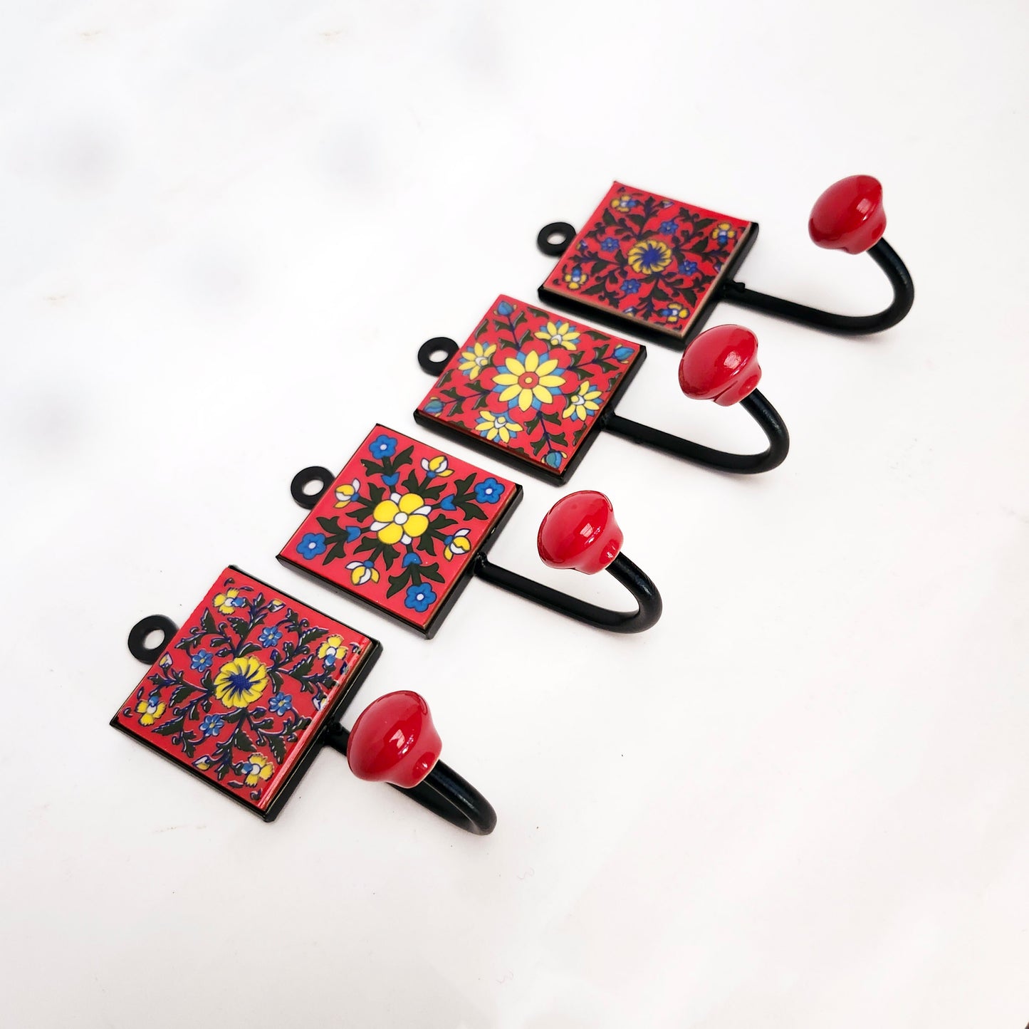 Set of 4 Scarlet Garden Collection Home Decor Wall Hooks.