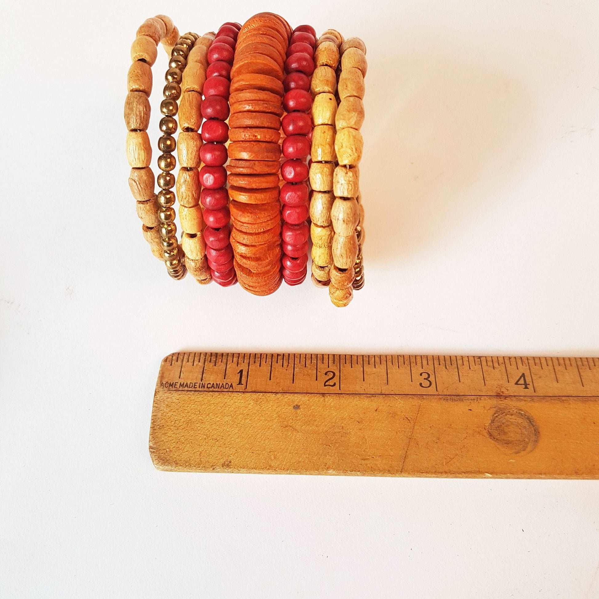 Colorful coil wrap spiral bracelet with adjustable memory wire. Tribal boho ethnic statement. Vibrant summer festival bracelets in 3 combos. - Vintage India Ca