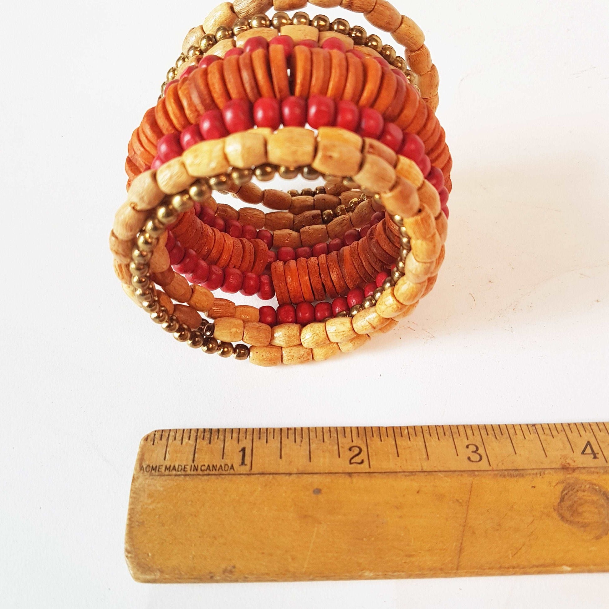 Colorful coil wrap spiral bracelet with adjustable memory wire. Tribal boho ethnic statement. Vibrant summer festival bracelets in 3 combos. - Vintage India Ca