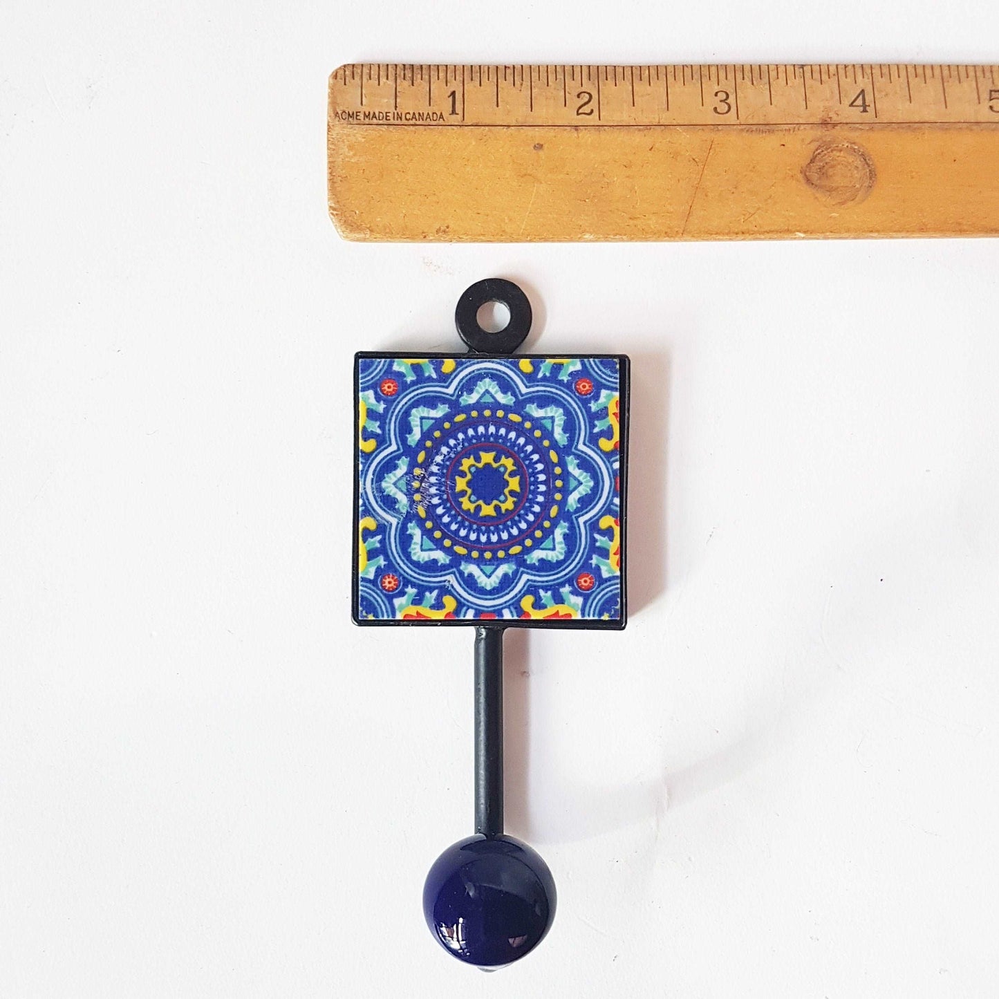 4 coat hooks-cup hooks-towel hooks-hand painted Botanica home decor collection. Wall hooks for kitchen, bedroom, bathroom. 2 by 5 inches. - Vintage India Ca