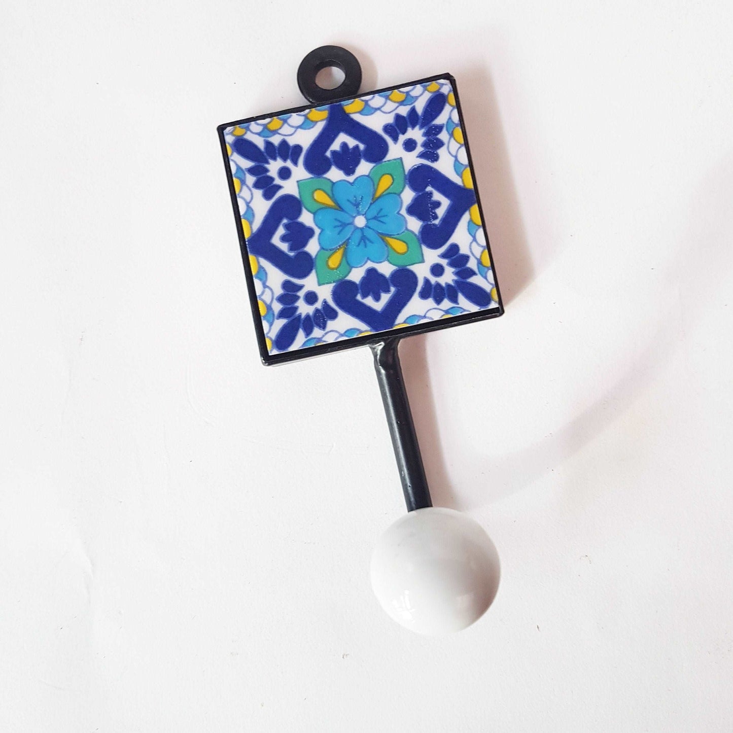 4 coat hooks-cup hooks-towel hooks-hand painted Botanica home decor collection. Wall hooks for kitchen, bedroom, bathroom. 2 by 5 inches. - Vintage India Ca