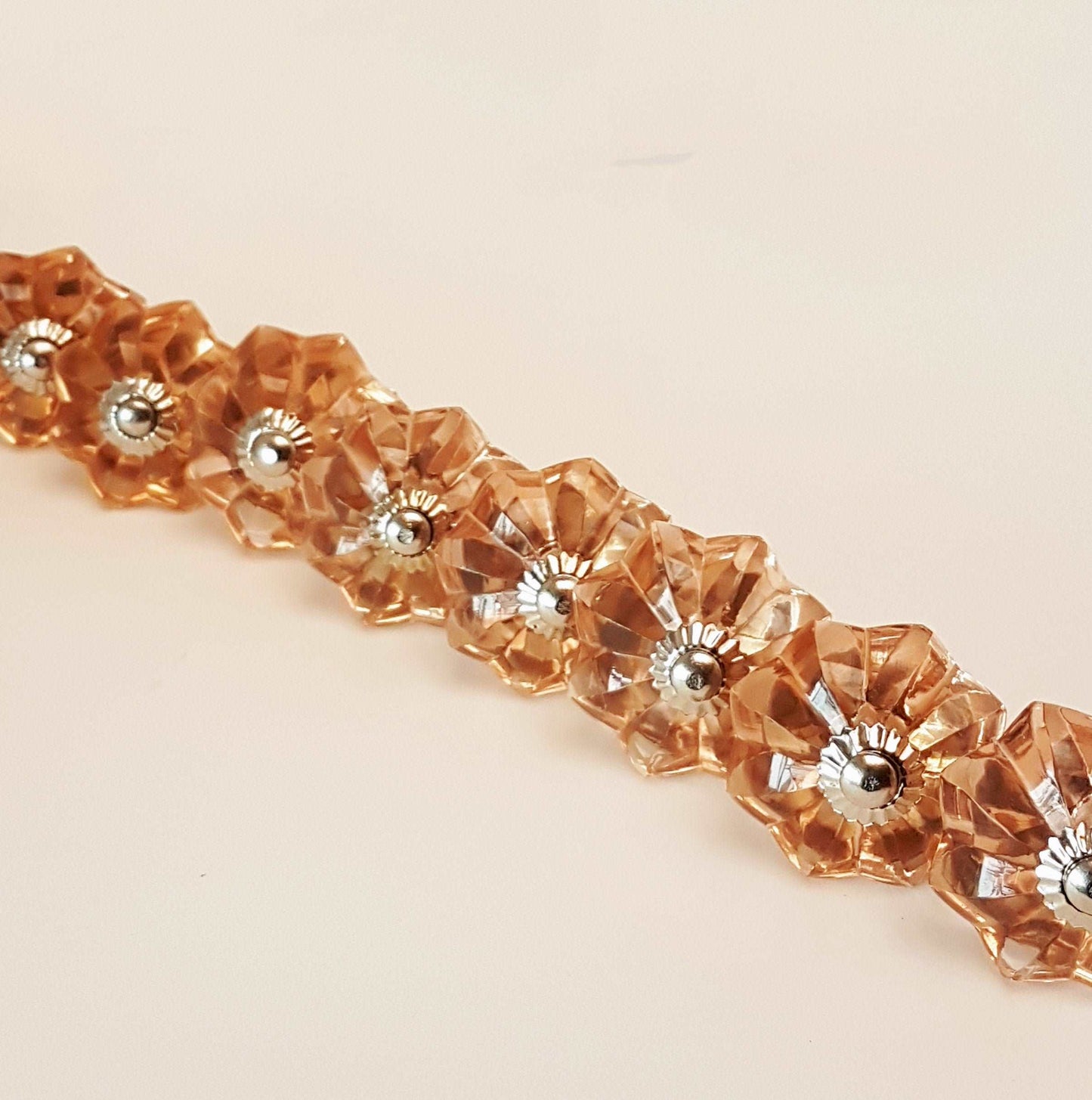 8 rose gold crystal cabinet knobs with silver centers. Transparent pink cut glass drawer pulls. For kitchen cupboards, dressers, vanities. - Vintage India Ca