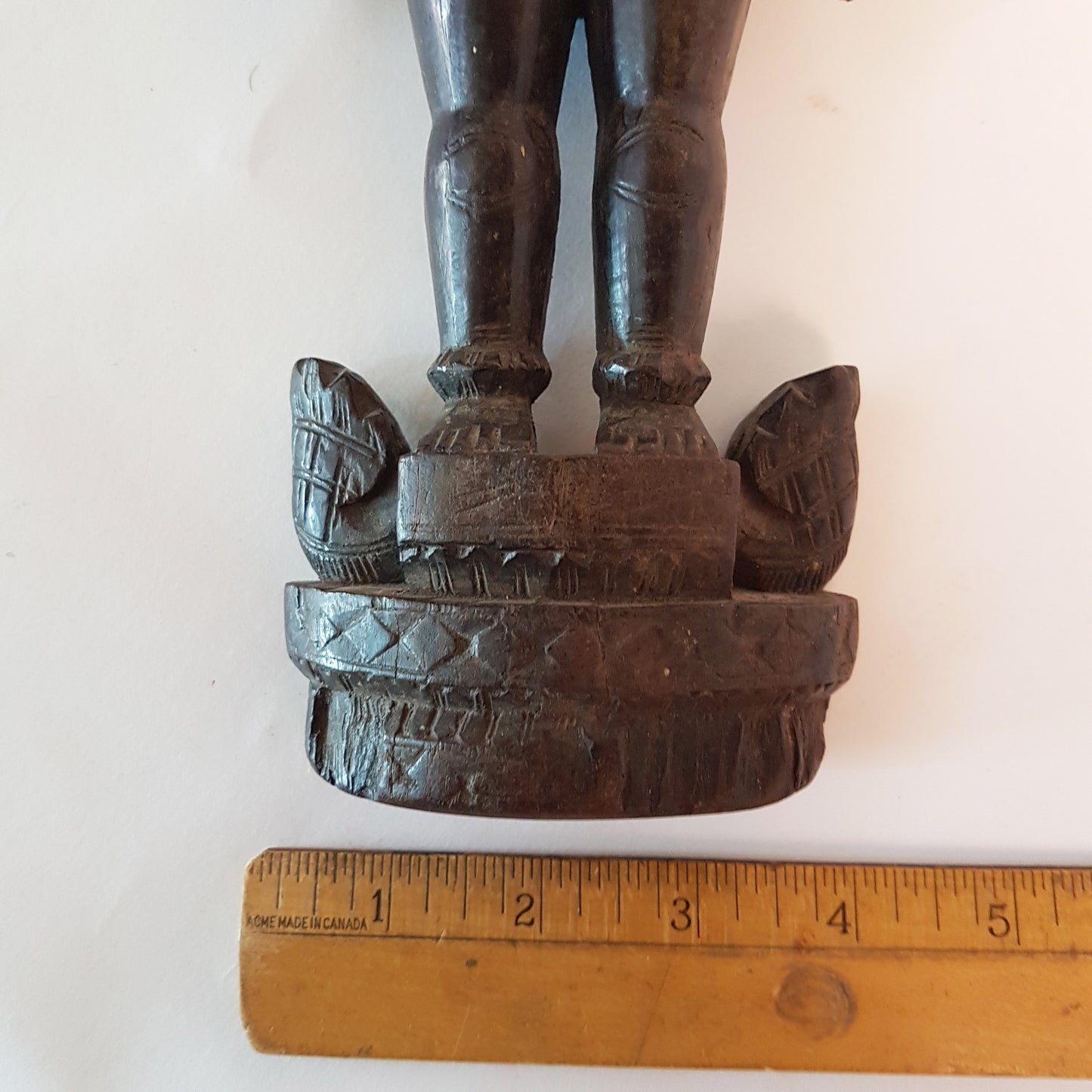Vintage tribal India bommai statue in black ebony wood. Feminine energy of Shakti. Woman power. Rare collectible 11 inches high by 4 inches wide.