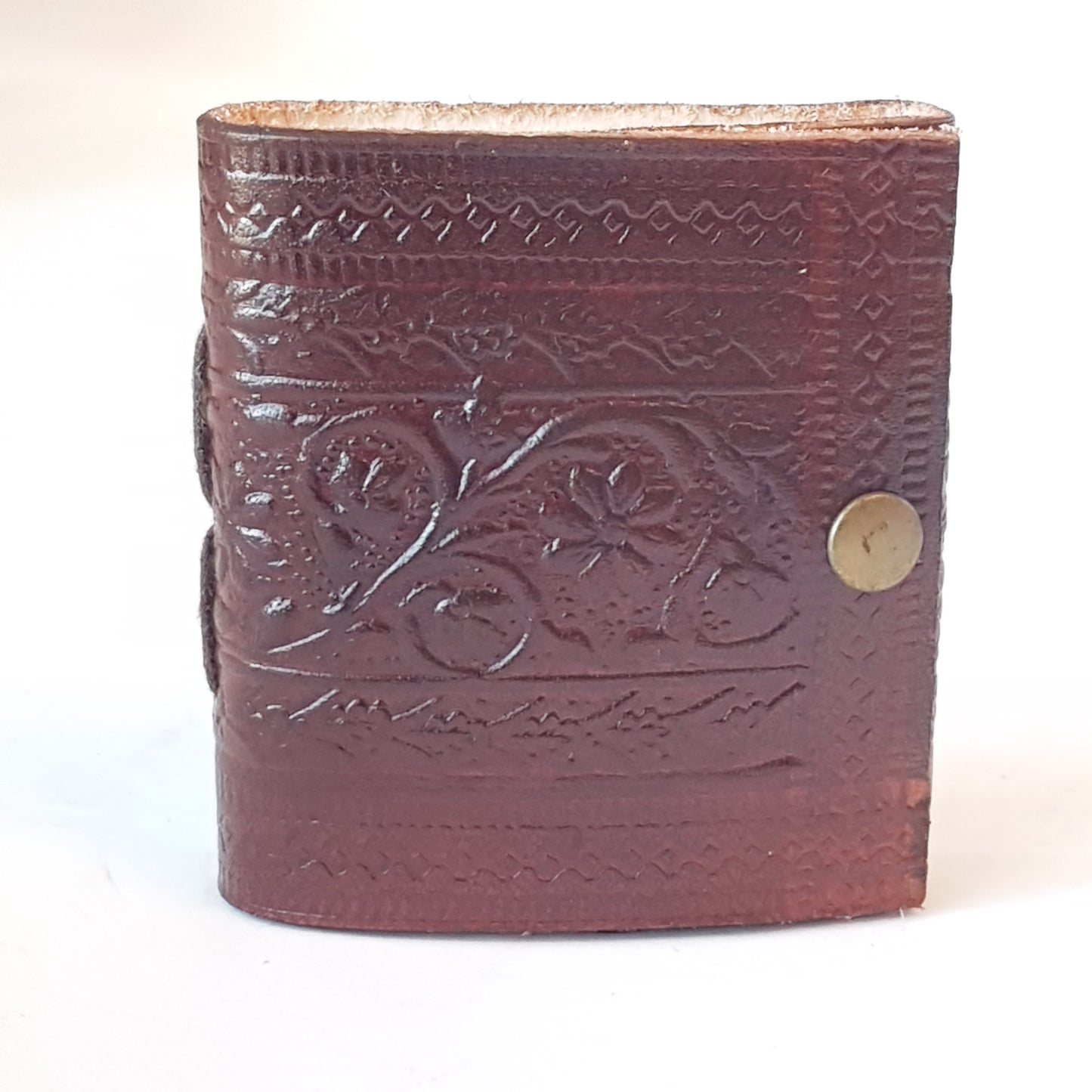 Set of 3 mini leather jotter booklets for purse and bag. Mini blank notebook set of 3 pieces with handy snap closure. To do list, doodler.