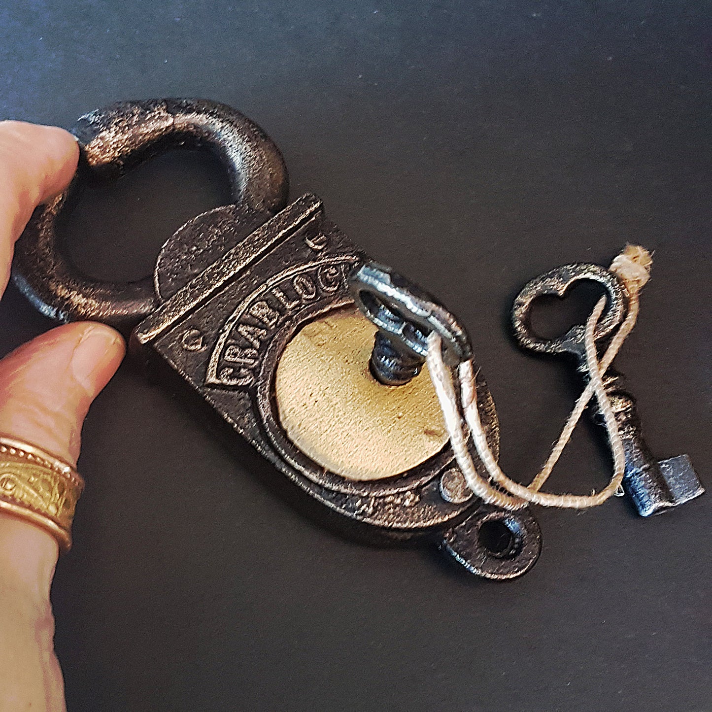 Pad lock antique look iron & bronze 2 key Crab lock. Functional lock with 2 keys.Collectible handmade lock in a vintage lobster claw design.