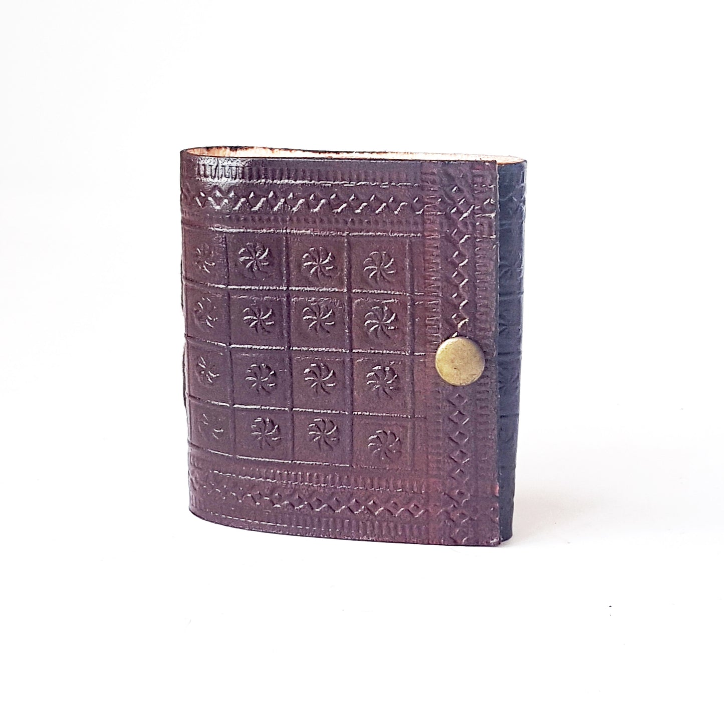 Set of 3 mini leather jotter booklets for purse and bag. Mini blank notebook set of 3 pieces with handy snap closure. To do list, doodler.