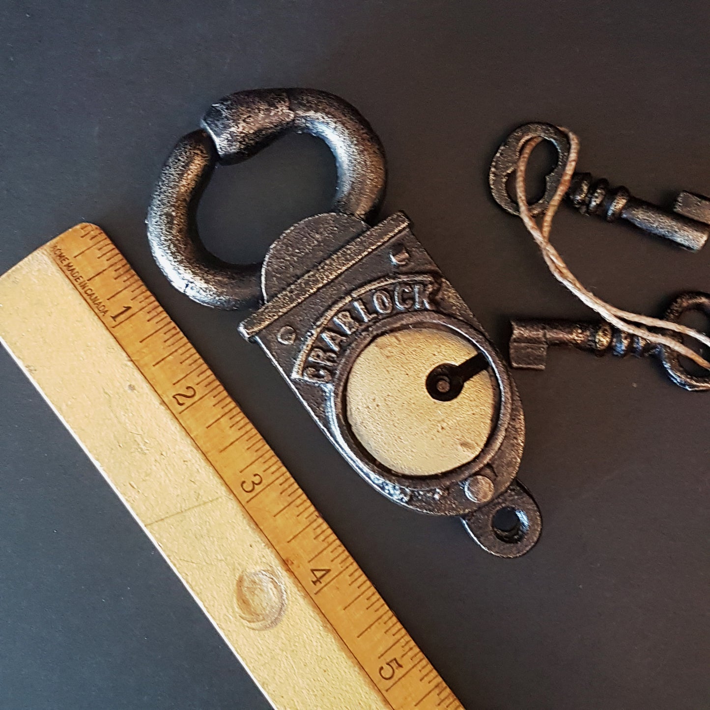 Pad lock antique look iron & bronze 2 key Crab lock. Functional lock with 2 keys.Collectible handmade lock in a vintage lobster claw design.