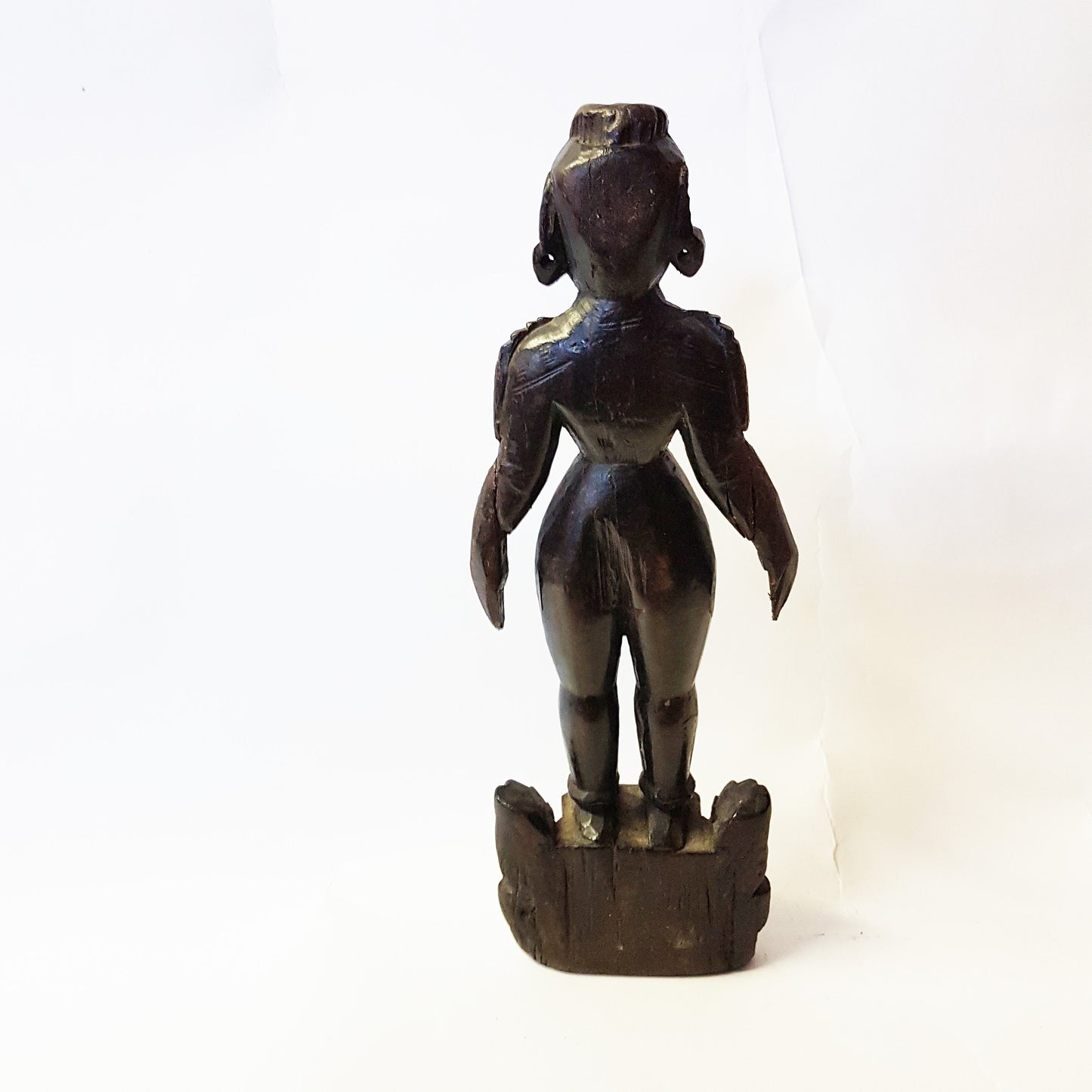 Vintage tribal India statue in black ebony wood. Feminine energy of Shakti. Woman power. Rare collectible 11 inches high by 4 inches wide. - Vintage India Ca