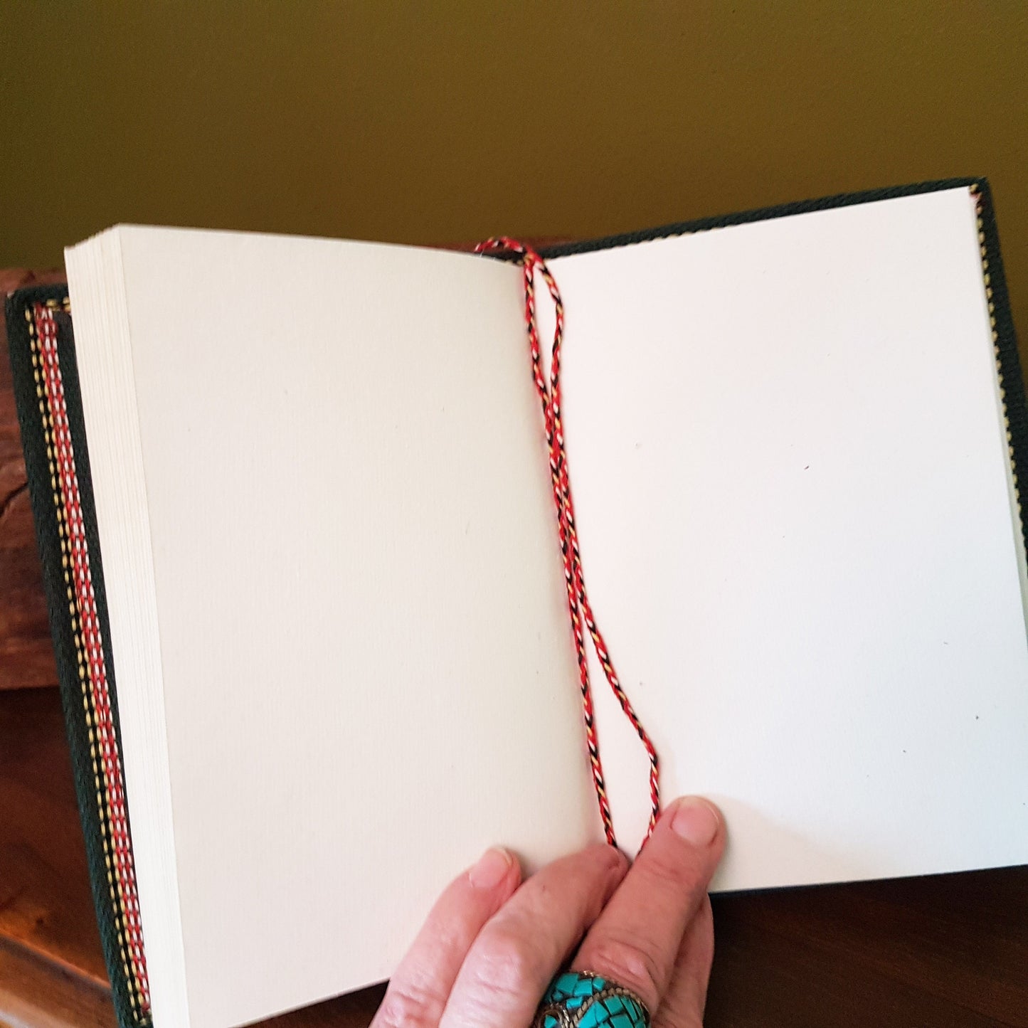 Vintage textile art journal 5 x 7 inch blank book. One of kind handmade notebook diary with a unique beaded jewelled fabric collage cover. - Vintage India Ca