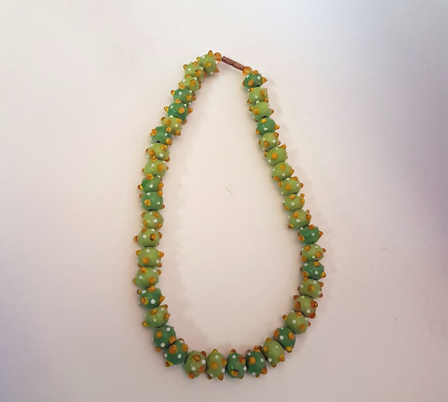 Necklace Vintage Varanasi beads rare handblown glass 18 inch. - Vintage India Ca
