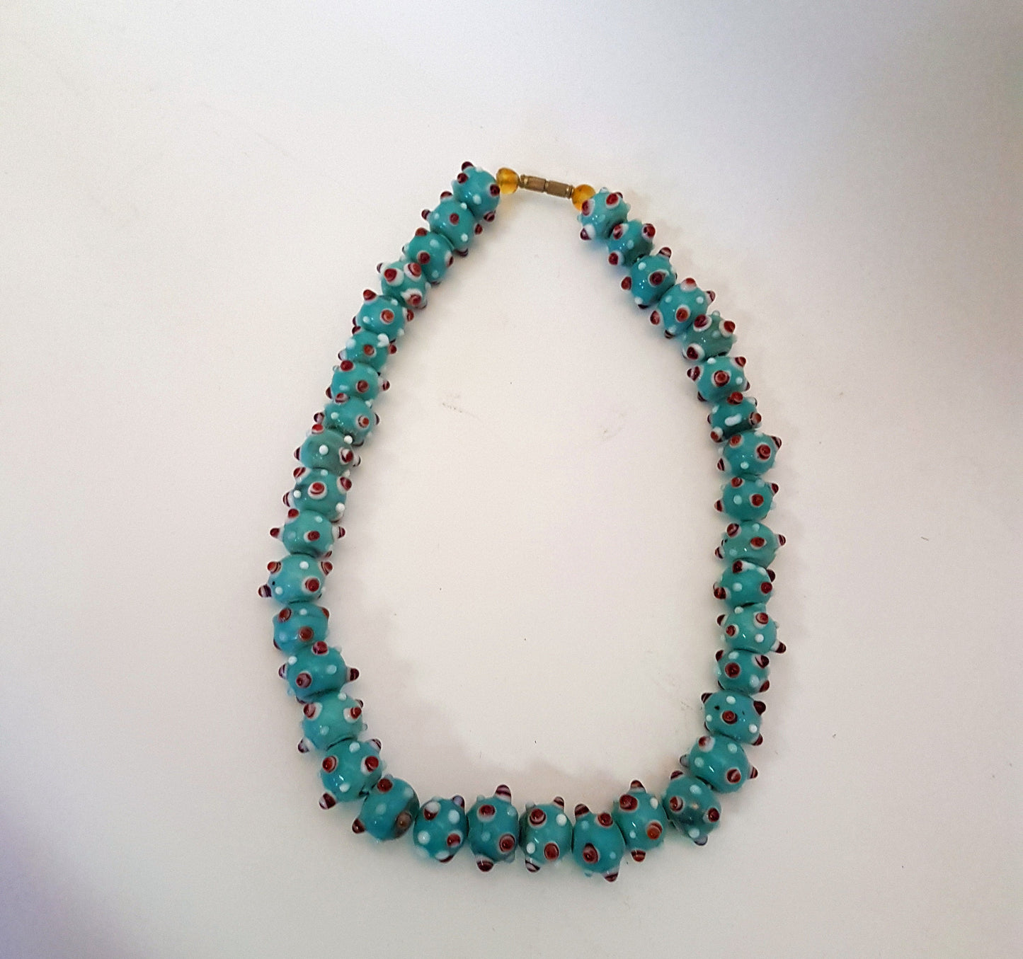 Necklace Vintage Varanasi beads rare handblown glass 18 inch. - Vintage India Ca