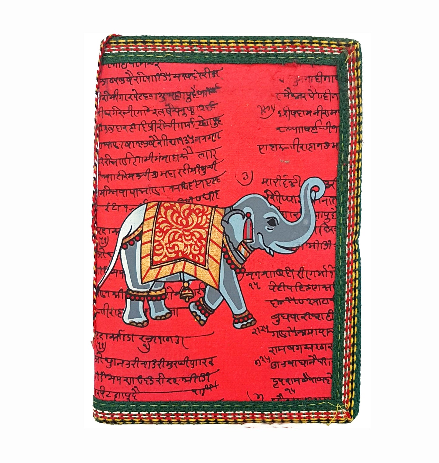 Elephant journal-personal diary-sketchbook 5 x 7 inch. Sanskrit mantra design. High quality handmade paper pages-tree free. - Vintage India Ca