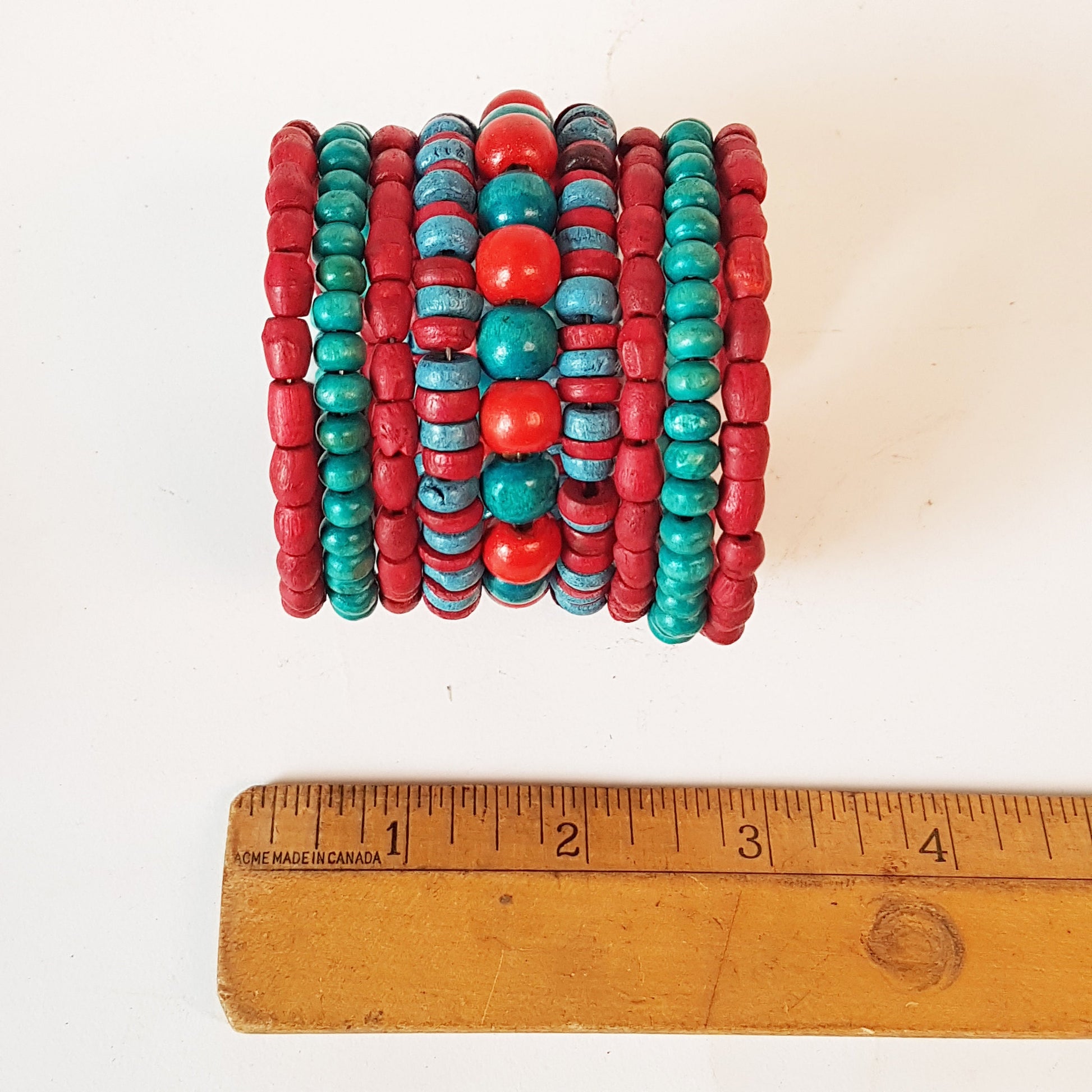 Colorful coil wrap spiral bracelet with adjustable memory wire. Tribal boho ethnic statement. Vibrant summer festival bracelets in 3 combos. - Vintage India Ca