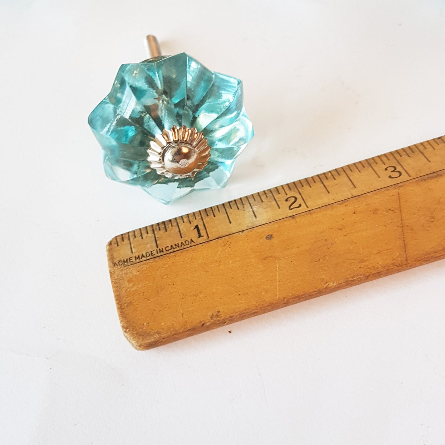 Set of 8 turquoise crystal cabinet knobs. 8 piece collection of cupboard drawer pulls for furniture refinishing. Kitchen bed bath & beyond. - Vintage India Ca