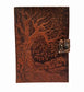 Brown Leather Bound Artisan Handmade Embossed Journal. Gothic Tree of Life Aesthetic