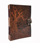 Brown Leather Bound Artisan Handmade Embossed Journal. Gothic Tree of Life Aesthetic