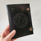 Black Leather Bound embossed Pentagram Journal. 5 x7 inch 200 blank pages.