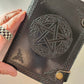 Black Leather Bound embossed Pentagram Journal. 5 x7 inch 200 blank pages.