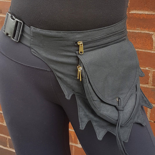 Utility pocket bum bag . Gray gender neutral festival design. Adjusts to 48 inches. 4 zip pocket money belt for travel, shopping, concerts, raves.