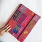 Fuchsia & red patchwork journal guest book XL. Fabric bound hardcover.