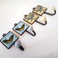 Set of 4 Antique blue Delft design bird & butterfly wall hanger hooks.