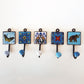 Set of 5 Home Décor Wall Hooks in Sky Blue & White