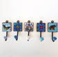 Set of 5 Home Décor Wall Hooks in Sky Blue & White