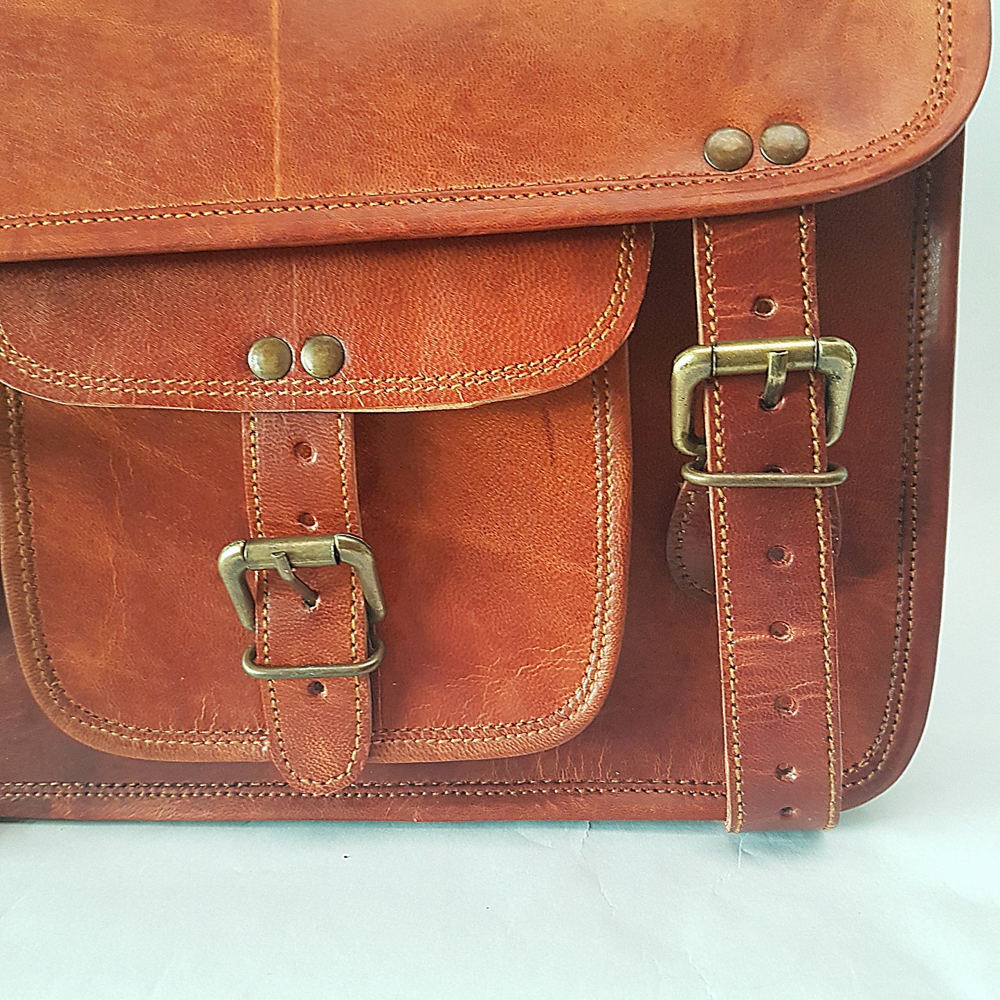 Leather Messenger Shoulder Bag 9 by 11 inches