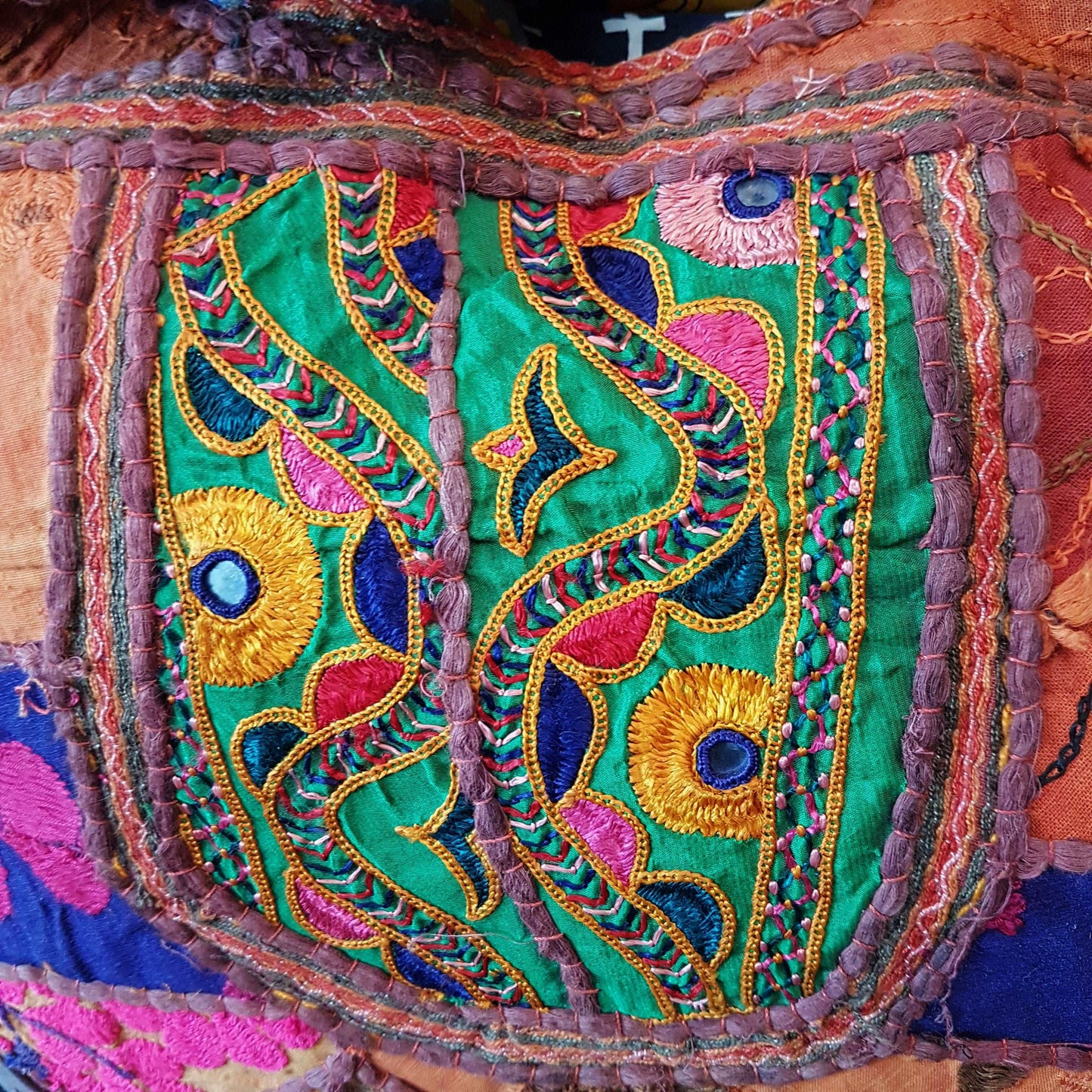 Banjara shoulder bag. Authentic vintage tribal gypsy tote with traditional embroidered mirror work. One of a kind. Rare museum quality find.