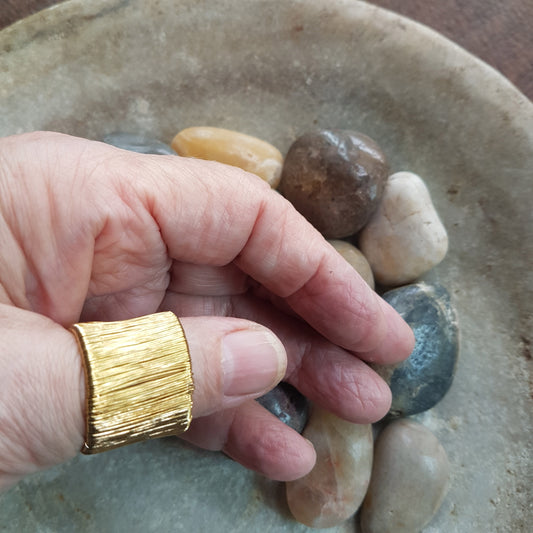 Adjustable Metallic Gold Wire Mesh Ring.