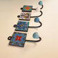 Set of 4 Home Decor wall Hooks in Turquoise & Amber Tones. Room Organizers!