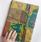 Livre d'or de journal patchwork vert et or XL. Couverture rigide reliée en tissu.