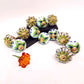 Cabinet knob drawer pull set of 12 in blue & green floral designs.
