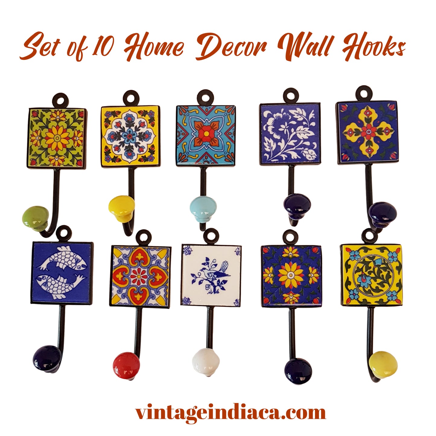 10 home decor wall hooks. For cups, towels, clothes &  bags.