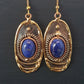 Lapis Lazuli Oval Gemstone Earrings in a  Mixed Silver Gold Design