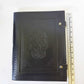 Black leather skull journal. Large album with blank pages. Use as sketchbook, diary, book of shadows. Halloween-wiccan-pagan theme gift.