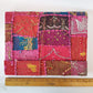 Fuchsia & red patchwork journal guest book XL. Fabric bound hardcover.