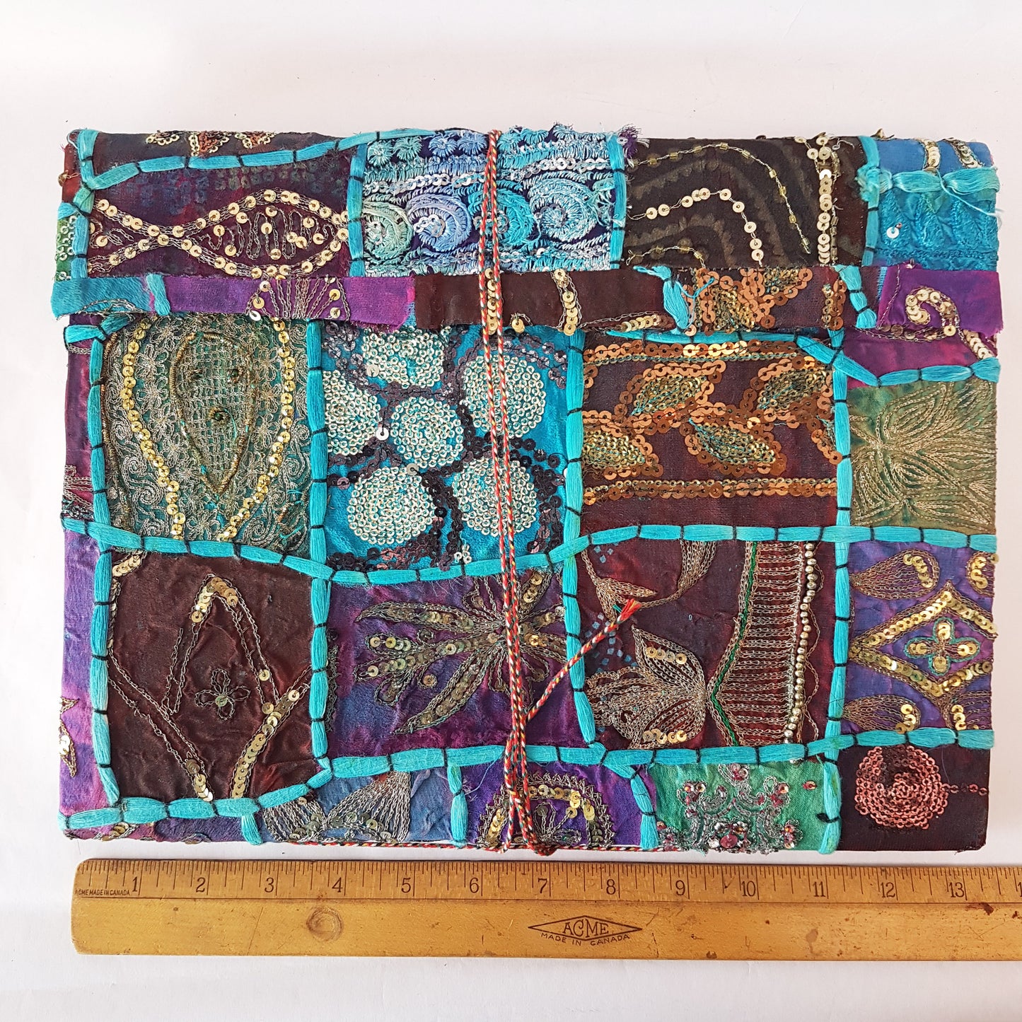 Livre d'or de journal patchwork violet turquoise XL. Couverture rigide reliée en tissu.