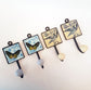 Set of 4 Antique blue Delft design bird & butterfly wall hanger hooks.
