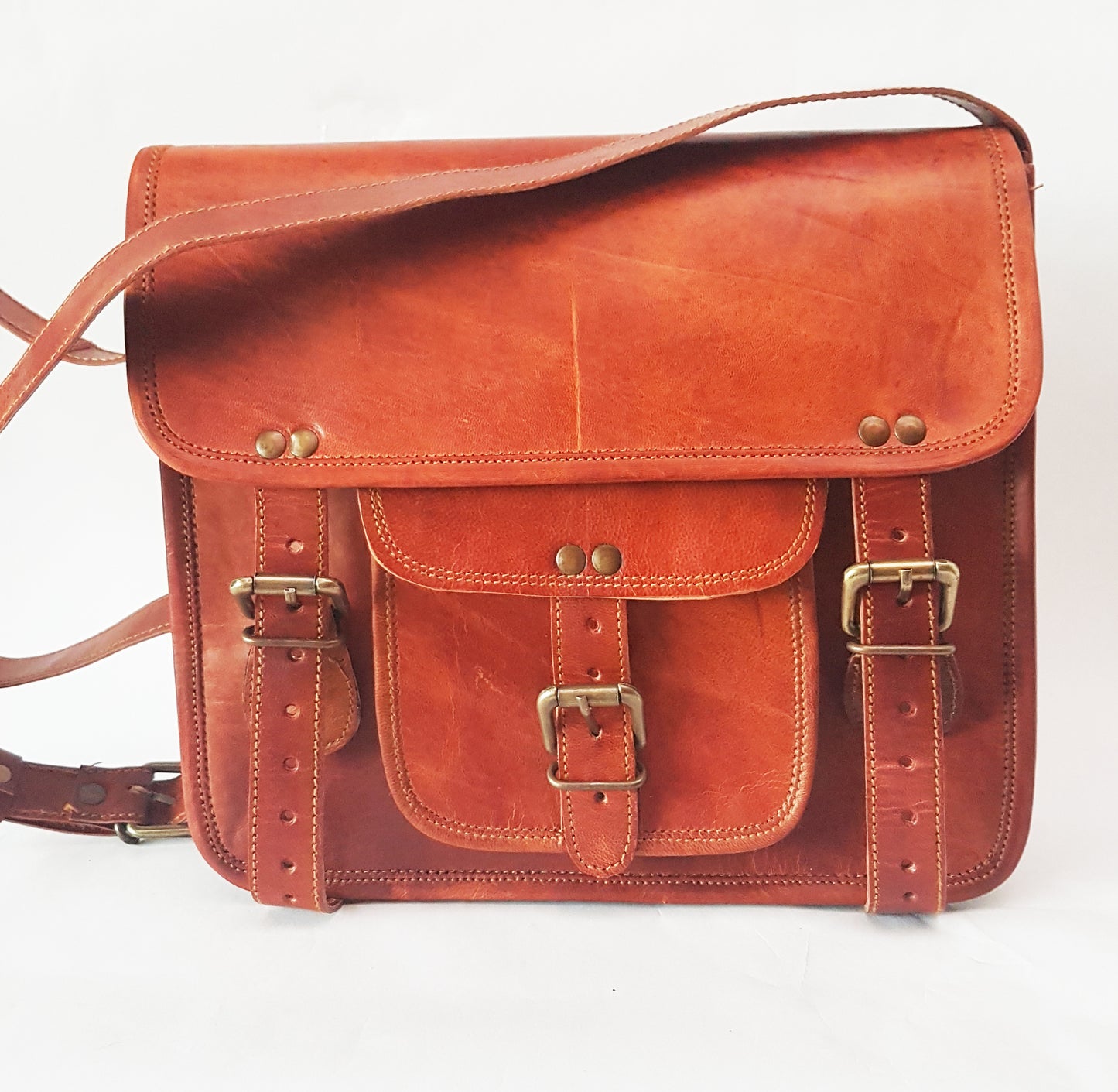 Leather Messenger Shoulder Bag 9 by 11 inches