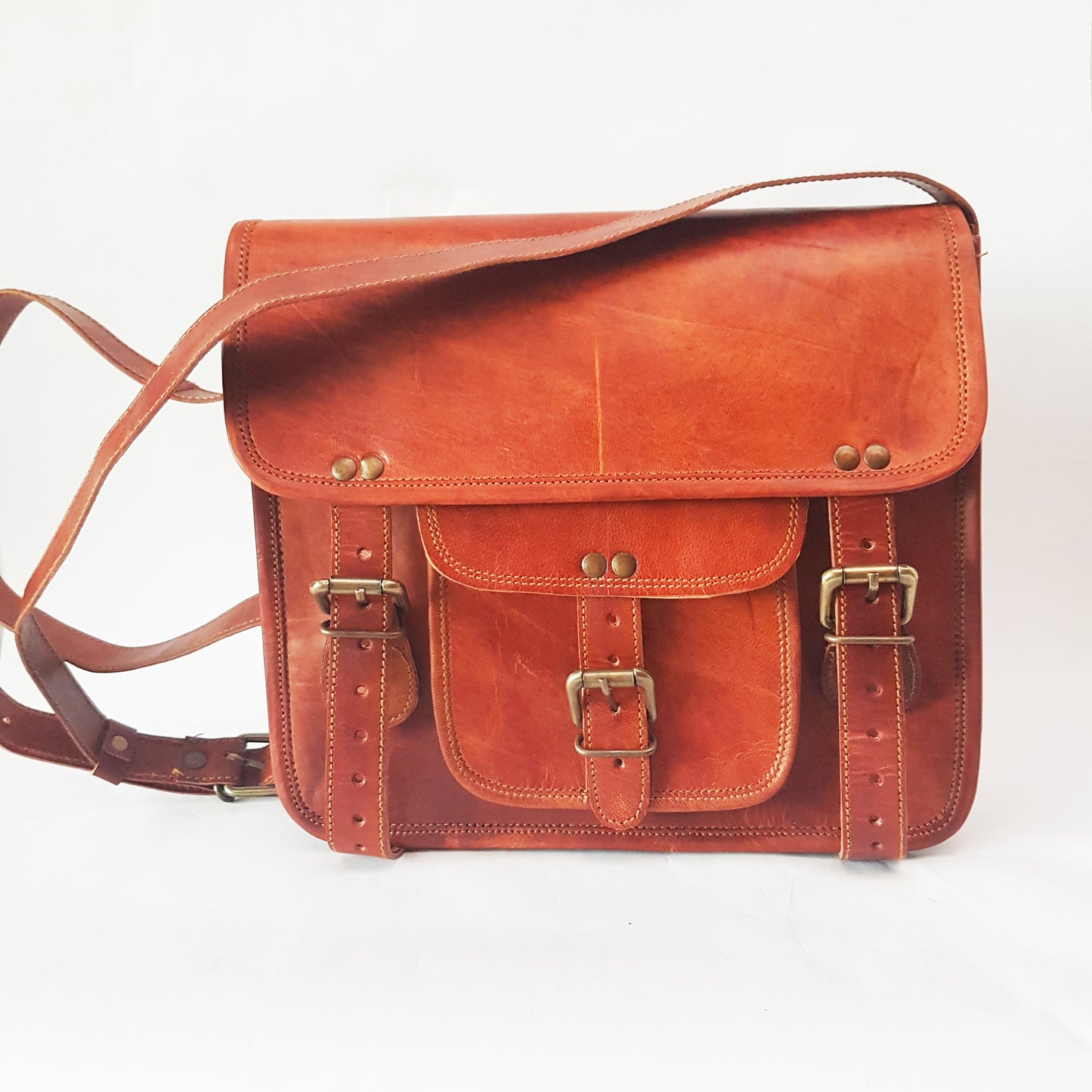 Leather Messenger Shoulder Bag 9 by 11 inches