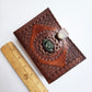 Small Leather Bound Journal. Green Jasper GemstoneCover.
