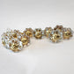 12 clear crystal cabinet knob pulls scalloped shape with large gold centers & hardware.