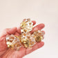 12 clear crystal cabinet knob pulls scalloped shape with large gold centers & hardware.