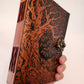 Brown Leather Bound Artisan Handmade Embossed Journal. Gothic Tree of Life Aesthetic